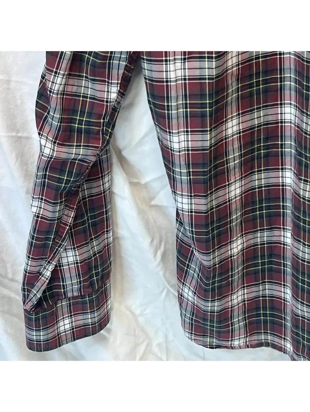 Banana Republic Red Green/Blue Plaid Cotton Button-Down XL Stretch Slim Fit EUC